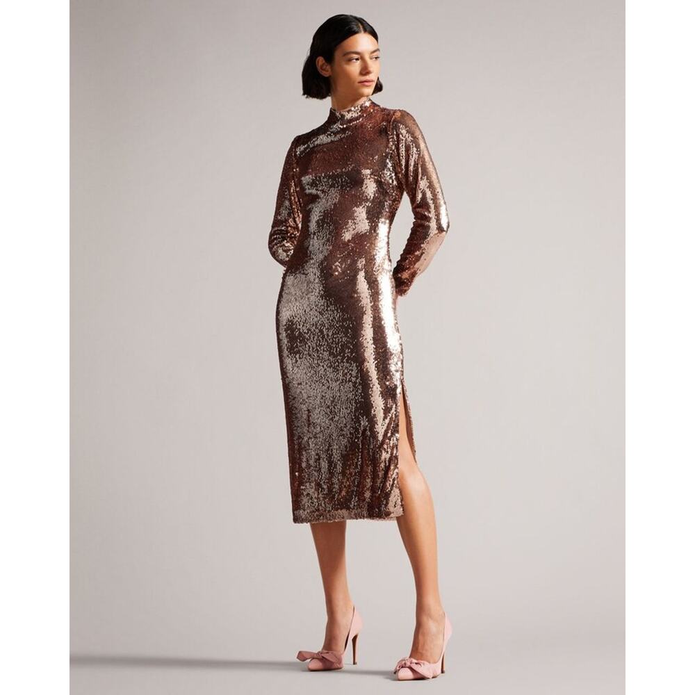 Ted Baker Brookly Long Sleeve Sequin Tube Dress Size 2